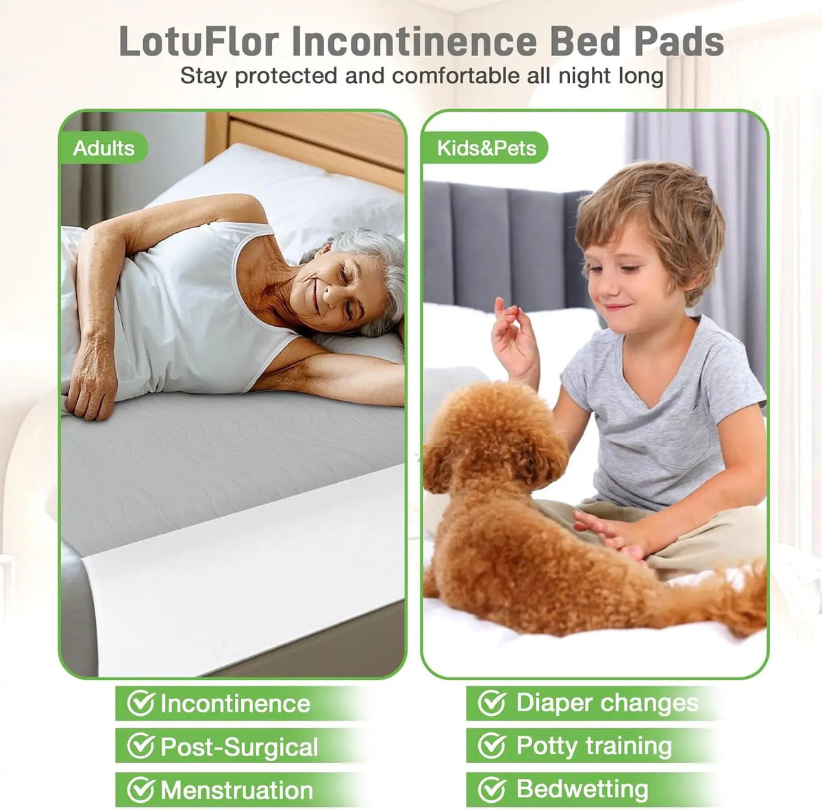 Urivie™ Waterproof Reusable Incontinence Bed Pad