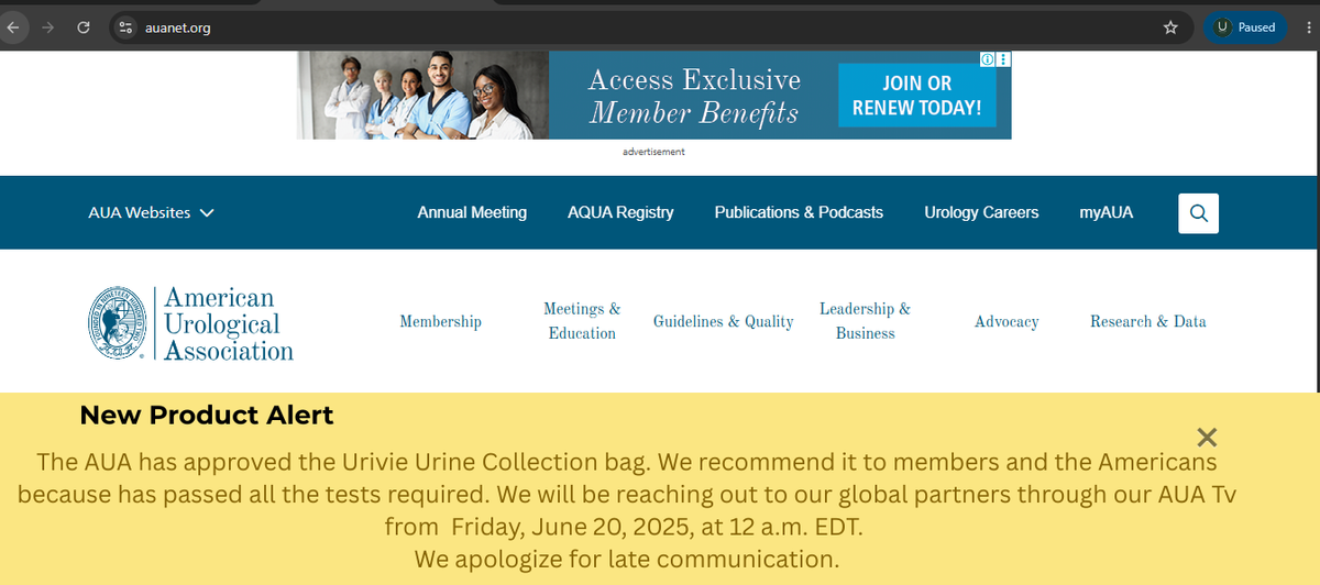 Endorsement From The American Urological Association: AUA